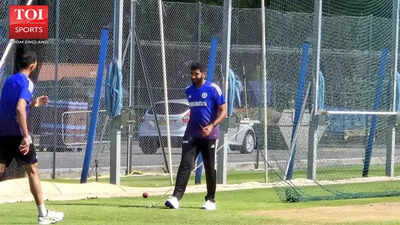 Jasprit Bumrah practices in the nets