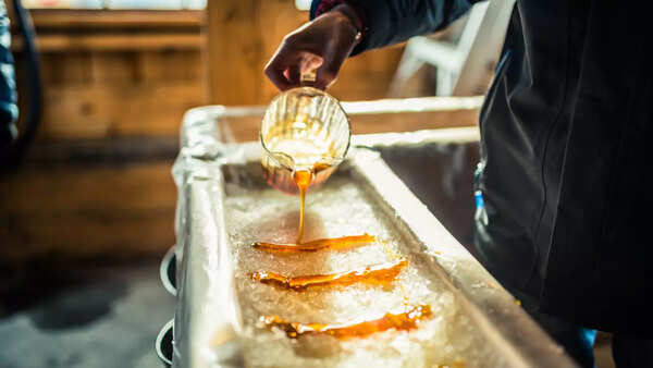 Bottle of syrup containing high fructose corn syrup
